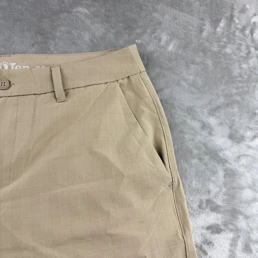 Hang Ten Men's Size 32 Hybrid Performance‎ Shorts Tan Plaid